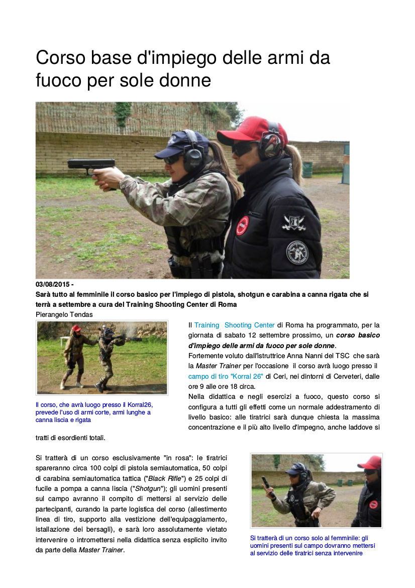 FIREARMS TRAINING FOR WOMEN